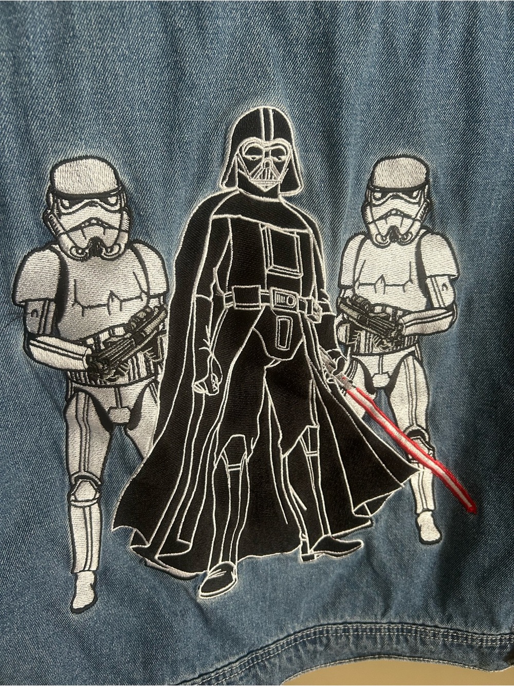 Star Wars Blue Denim Jacket with Black & White Character Graphics - Picture 3 of 10